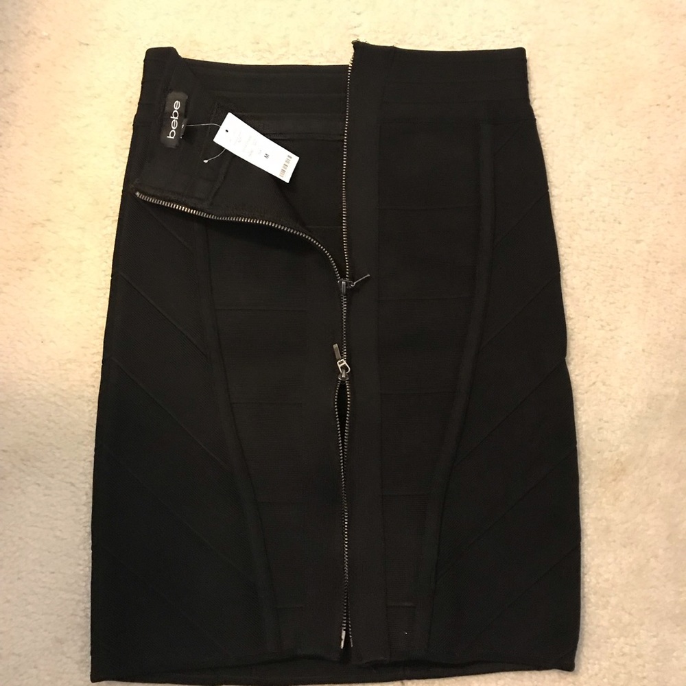 Bebe Mini Black Dress with 2 Way Zipper in Medium